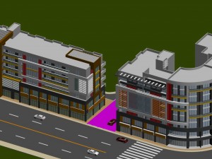 city planning fashionable commercial street office design - 01 3D Model