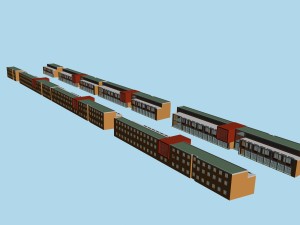 city planning fashionable commercial street office design - 75 3D Model
