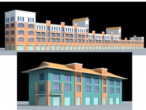 city planning fashionable commercial street office design - 110 Modèle 3D