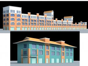 city planning fashionable commercial street office design - 110 3D Model