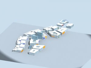 शहर नियोजन फैशनेबल वाणिज्यिक सड़क कार्यालय डिजाइन - 115 3D मॉडल