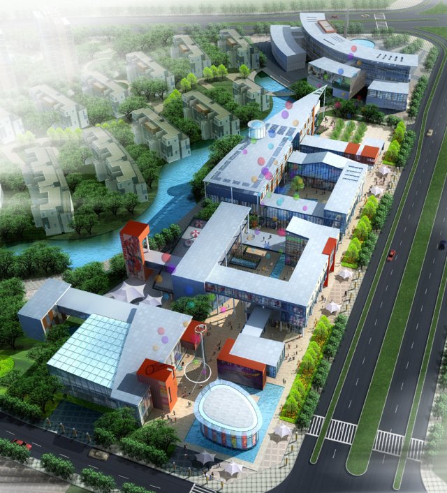 city planning fashionable commercial street office design - 164 3D Модель .c4d .max .obj .3ds .fbx .stl .blend 