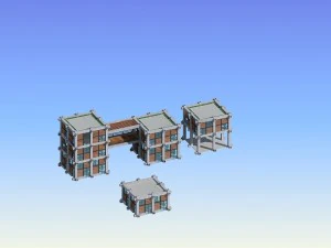city planning fashionable commercial street office design - 166 3D Model