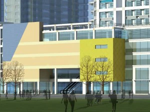 Городское планирование, дизайн модного коммерческого уличного офиса - 223 3D Модель