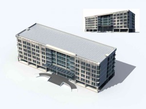 large city commercial street office building design - 03 3D Model