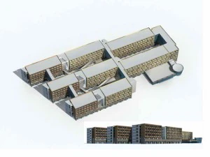 大都市の商店街のオフィスビルの設計 - 05 3Dモデル