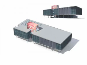progettazione di un edificio per uffici su una strada commerciale di una grande citt&agrave; - 07 Modello 3D