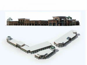 대도시 상업 거리 사무실 건물 디자인 - 12 3D 모델