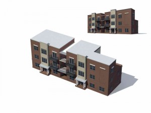 large city commercial street office building design - 20 3D Model