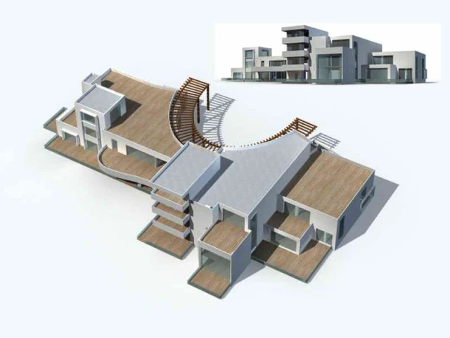 large city commercial street office building design - 24 3D Model .c4d .max .obj .3ds .fbx .stl .blend 