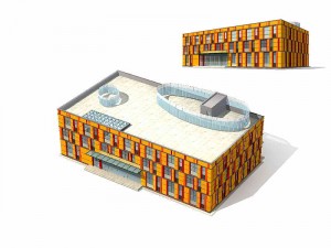 large city commercial street office building design - 28 Modello 3D