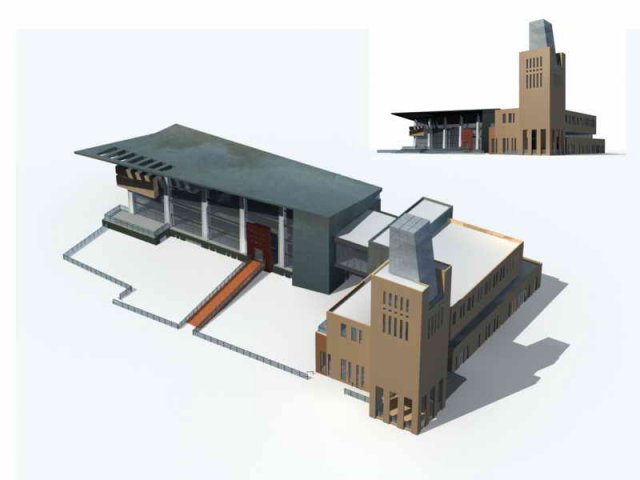 large city commercial street office building design - 31 Modello 3D .c4d .max .obj .3ds .fbx .stl .blend 