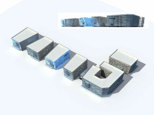 large city commercial street office building design - 48 3D Model