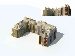 large city commercial street office building design - 80 3D Model