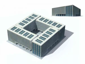 dise&ntilde;o de edificio de oficinas de calle comercial de gran ciudad - 95 Modelo 3D