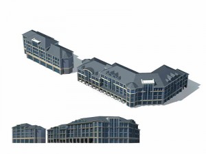 large city commercial street office building design - 96 3D Model