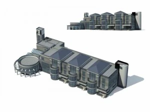 large city commercial street office building design - 127 3D Model