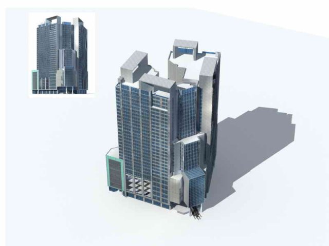 large city commercial street office building design - 128 3D Модель .c4d .max .obj .3ds .fbx .stl .blend 