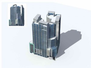 large city commercial street office building design - 128 3D Model