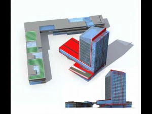 b&uuml;y&uuml;k şehir ticari cadde ofis binası tasarımı - 129 3D Model