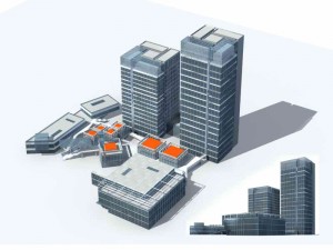 large city commercial street office building design - 132 3D 모델