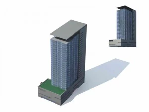 Проект коммерческого уличного офисного здания большого города - 134 3D Модель