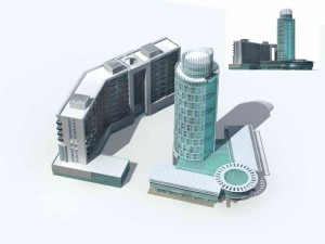 large city commercial street office building design - 137 Modelo 3D