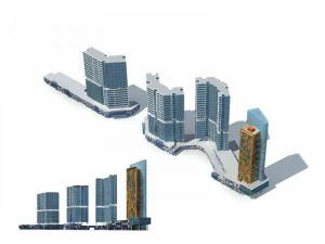 projeto de edif&iacute;cio de escrit&oacute;rios comerciais em ruas de grandes cidades - 138 Modelo 3D
