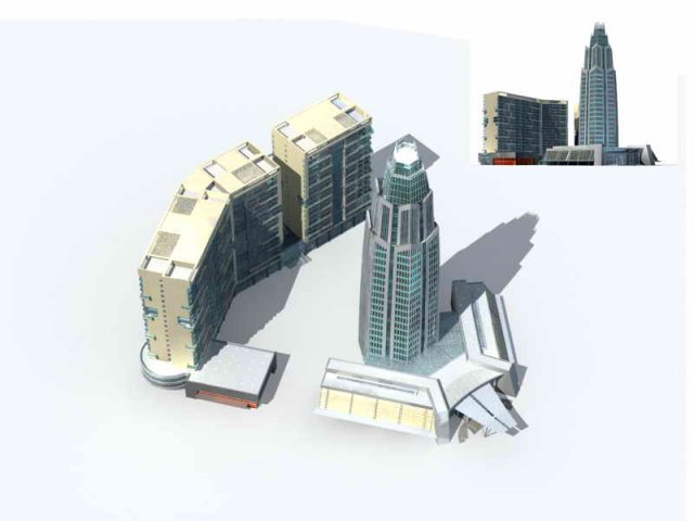 large city commercial street office building design - 145 3D Model .c4d .max .obj .3ds .fbx .stl .blend
