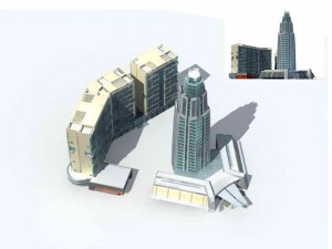 large city commercial street office building design - 145 3D मॉडल