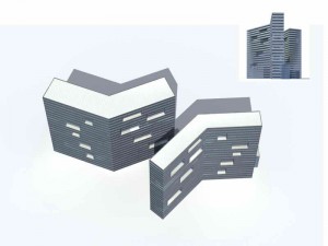 large city commercial street office building design - 146 3D Model
