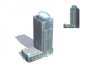 large city commercial street office building design - 147 Modello 3D