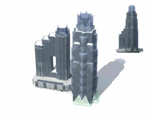 dise&ntilde;o de edificio de oficinas de calle comercial de gran ciudad - 148 Modelo 3D