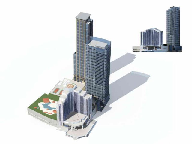 large city commercial street office building design - 154 3D Модель .c4d .max .obj .3ds .fbx .stl .blend 