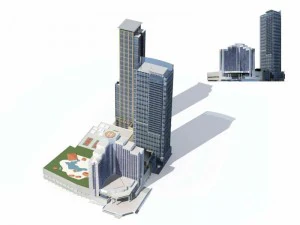 progettazione di un edificio per uffici su una strada commerciale di una grande citt&agrave; - 154 Modello 3D