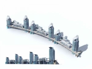 large city commercial street office building design - 164 3D Model
