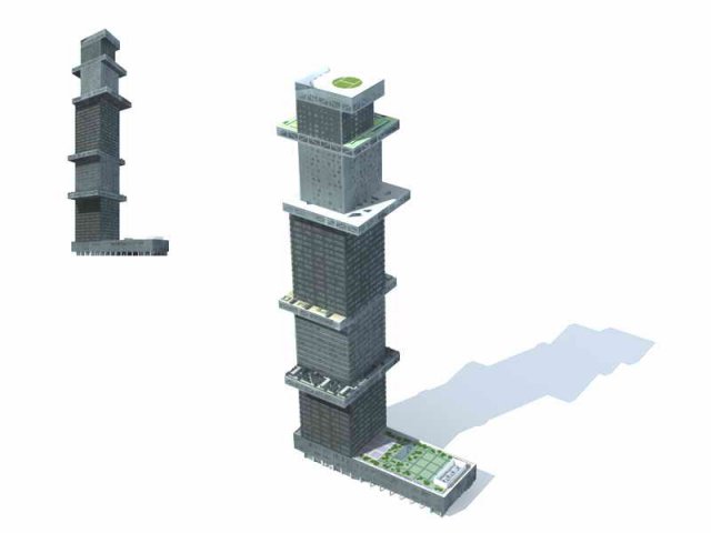 large city commercial street office building design - 166 3D Model .c4d .max .obj .3ds .fbx .stl .blend 