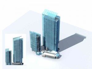 large city commercial street office building design - 175 Modello 3D