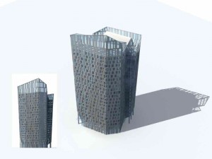 large city commercial street office building design - 183 3D Model