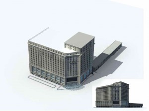large city commercial street office building design - 184 Modelo 3D