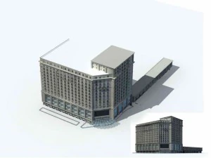 Entwurf eines B&uuml;rogeb&auml;udes f&uuml;r eine Gesch&auml;ftsstra&szlig;e in einer Gro&szlig;stadt &ndash; 184 3D Modell