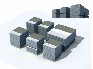 large city commercial street office building design - 186 3D Model