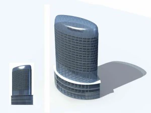 Entwurf eines B&uuml;rogeb&auml;udes f&uuml;r eine Gesch&auml;ftsstra&szlig;e in einer Gro&szlig;stadt &ndash; 200 3D Modell