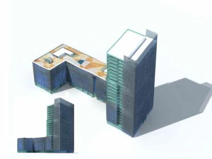 Entwurf eines B&uuml;rogeb&auml;udes f&uuml;r eine Gesch&auml;ftsstra&szlig;e in einer Gro&szlig;stadt &ndash; 206 3D Modell