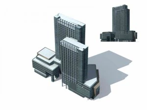 progettazione di un edificio per uffici su una strada commerciale di una grande citt&agrave; - 219 Modello 3D