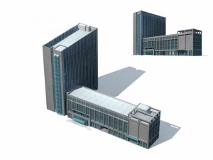large city commercial street office building design - 222 3D Модель