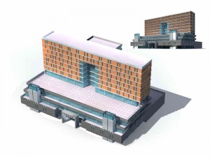 large city commercial street office building design - 229 3D Model