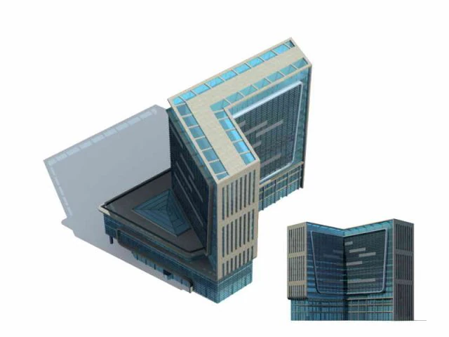 large city commercial street office building design - 231 3D Model .c4d .max .obj .3ds .fbx .stl .blend