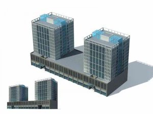 diseño de edificio de oficinas de calle comercial de gran ciudad - 233 Modelo 3D
