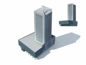 large city commercial street office building design - 247 3D Model